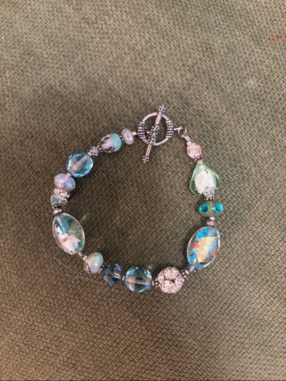 DKD Turquoise Glass Bead Bracelet with Toggle Clasp